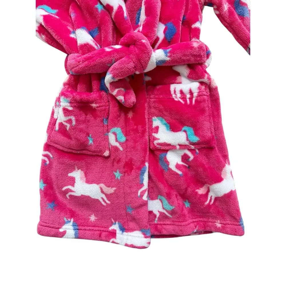 Hatley Unicorn Fleece Hooded Bathrobe Size M(4-5)